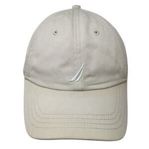 Nautica Slideback Baseball Cap Beige One Size Adjustable Embroidered 6 Panel